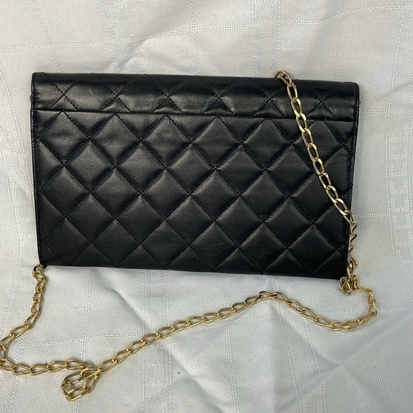Givenchy Black Quilted Leather Flat Clutch Flap Bag on Chain Small Night Out - Picture 7 of 17